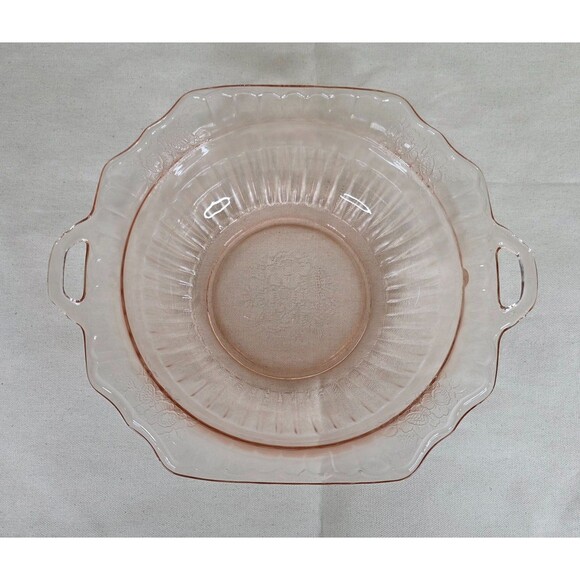 Vintage Anchor Hocking Pink Open Mayfair Serving Bowl with Handles, 1930s - Picture 4 of 10